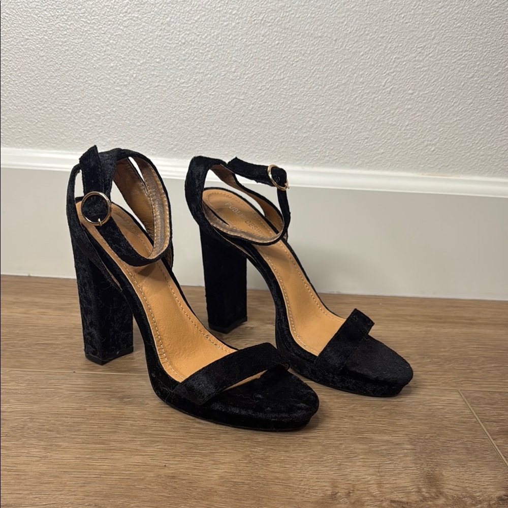 Public Desire Black Block Heel Sandals
